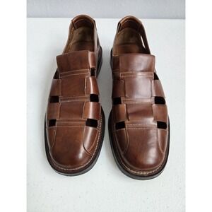 Cole‎ Haan Men's Size 11M Brown Leather Basket Fisherman Sandle Slip On